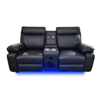Sofá Reclinable Eléctrico Baltimore Negro: Lujo, LED, Sonido Premium