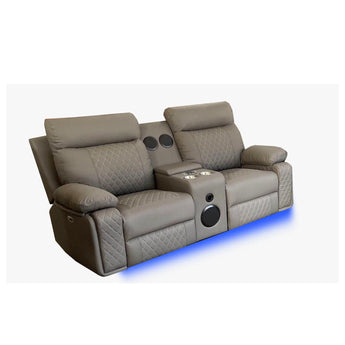 Sofá Reclinable Eléctrico Baltimore Gris con Luces LED y Altavoces