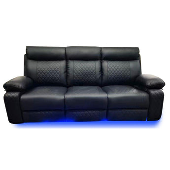Sofá Reclinable Eléctrico Baltimore Negro Premium con Luces LED Integradas