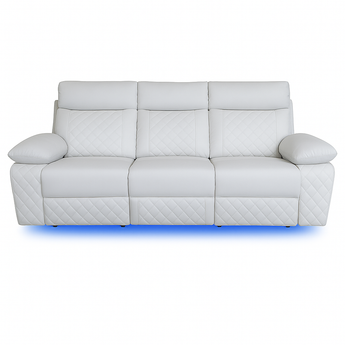 Sofá Reclinable Eléctrico Baltimore Blanco, Confort Premium con Luces LED