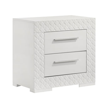 Juego de Dormitorio King Brooklyn Blanco Brillante LED, Muebles Modernos Cromados