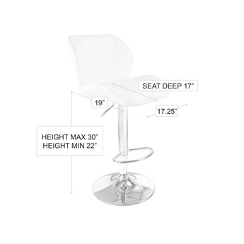 Taburete de Bar Diamante Blanco, Asiento Ergonómico y Altura Ajustable