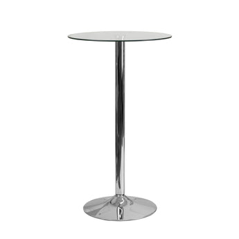 Mesa de Bar Adriana: Cristal Transparente, Patas Cromadas, Diseño Moderno