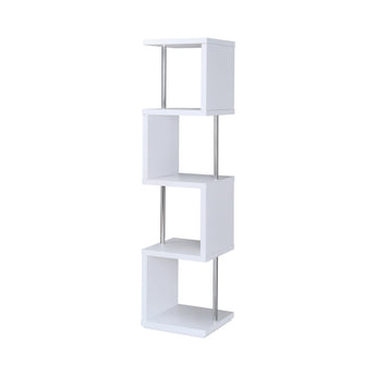 Baxter 4-Shelf Bookcase White And Chrome