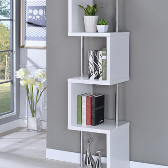 Baxter 4-Shelf Bookcase White And Chrome