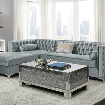 Bellaire Button-Tufted Upholstered Sectional Silver