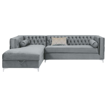 Bellaire Button-Tufted Upholstered Sectional Silver