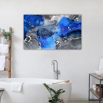 Blue Abstract Glass Wall Art 60"x36"