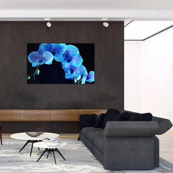 Blue Orchid Glass Wall Art 60x36