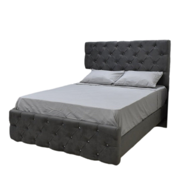 Cama Camila Moderna Tapizada Gris Marrón, Diseño Elegante, Confort Superior