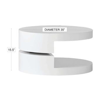 Mesa de Centro Deluxe Blanca Alto Brillo, Tapa Giratoria Moderna