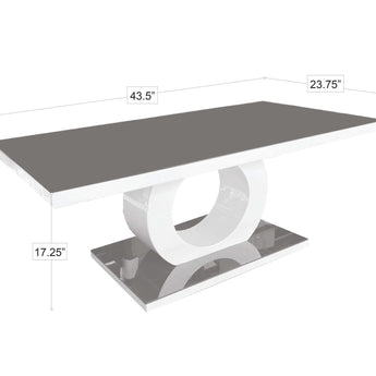 Mesa de Centro Detroit Moderna Blanco Brillo, Elegante Diseño Sala de Estar