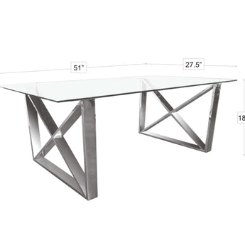 Mesa de Centro Zen Moderna Cristal Cromado Elegante Salón Durable