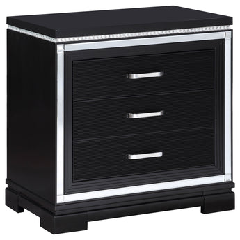 Cappola Rectangular 2-Drawer Nightstand Silver And Black