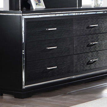 Cappola Rectangular 6-Drawer Dresser Silver And Black