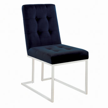 Cisco Upholstered Dining Chairs Ink Blue And Chrome