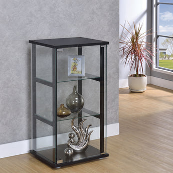 Cyclamen 3-Shelf Glass Curio Cabinet Black And Clear