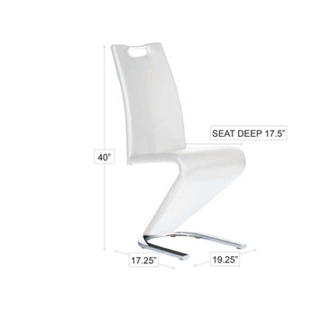 Silla de Comedor Andrew Negra Moderna Elegante Patrón Zig-Zag Base Herradura