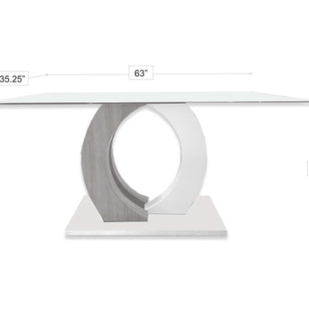 Mesa Comedor Angélica Lujo Cristal Lacado Blanco Brillante Base Cromada Moderna