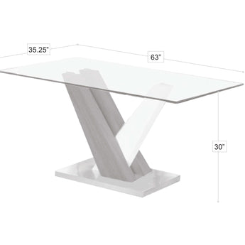 Mesa de Comedor Blake Moderna Cristal Base Cromada Elegante Stanza