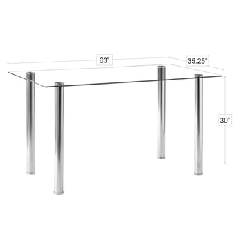 Mesa de Comedor Nápoles Cristal Templado Patas Cromadas Moderno Diseño Elegante