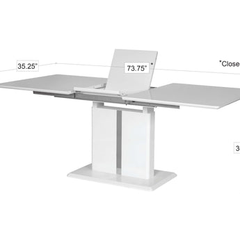 Mesa de Comedor Sabrina Extensible de Alto Brillo Blanco con Detalles Cromados Modernos