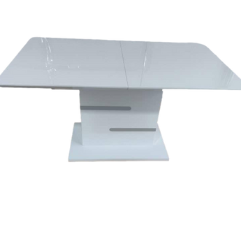 Mesa de Comedor Extensible Moderna de Alto Brillo MDF Blanco/Gris Funcional