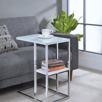 Daisy 1-Shelf Accent Table Chrome And White