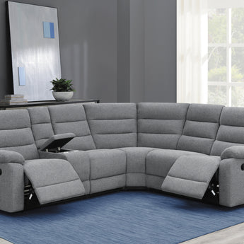 David 3-Piece Upholstered Motion Sectional With Pillow Arms Smoke