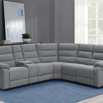 David 3-Piece Upholstered Motion Sectional With Pillow Arms Smoke