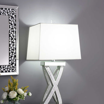 Dominick Table Lamp With Rectange Shade White And Mirror