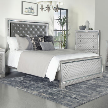 Eleanor Upholstered Tufted Bed Metallic Queen