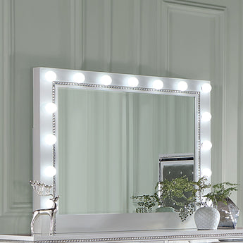 Eleanor White Rectangular Dresser Mirror With Light - MartincFurniture