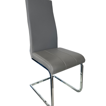 Silla de Comedor Gissel Moderna Gris con Base Cromada Elegante
