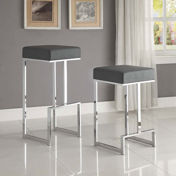 Gervase Square Bar Stool Grey And Chrome