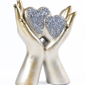 Hands Holding Diamond Hearts Decor