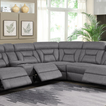 Higgins 4-Piece Upholstered Power Sectional Grey