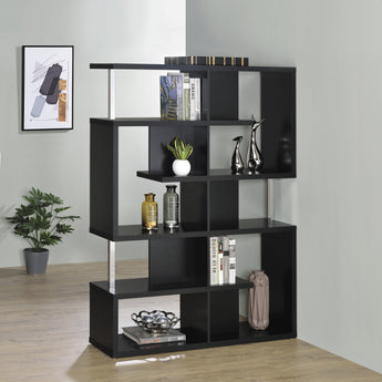 Hoover 5-Tier Bookcase Black And Chrome