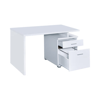 Irving 2-Drawer Office Desk With Cabinet White