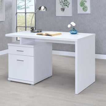 Irving 2-Drawer Office Desk With Cabinet White