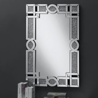 Jackie Interlocking Wall Mirror With Iridescent Panels And Beads Silver