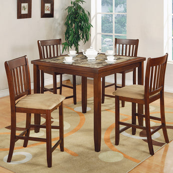 Jardin 5-Piece Counter Height Dining Set Red Brown And Tan