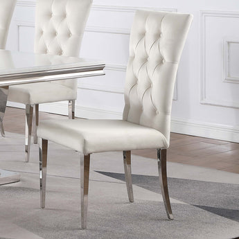 Kerwin Tufted Upholstered Side Chair White And Chrome