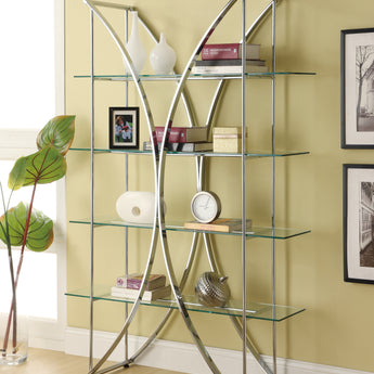 Larson 4-Tier Bookcase Chrome And Clear