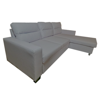 Sofá Seccional Reversible Daniel Gris con Almacenamiento y Cama Extraíble