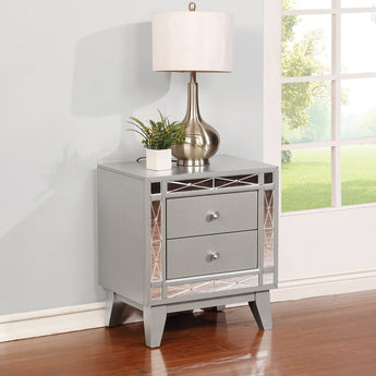 Leighton 2-Drawer Nightstand Metallic Mercury