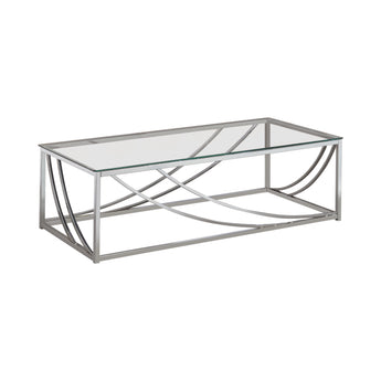 Lille Glass Top Rectangular Coffee Table Accents Chrome - MartincFurniture