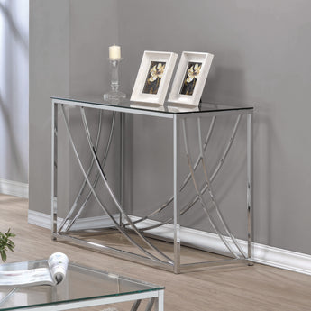 Lille Glass Top Rectangular Coffee Table Accents Chrome