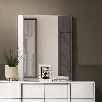 Espejo Manhattan Blanco Brillante con Detalles Cromados Diseño Moderno Elegante