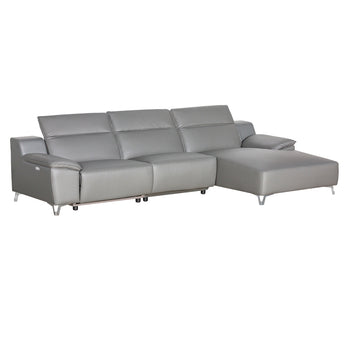 Seccional Melanie Gris Moderno con Reclinable Eléctrico, Lujo y Comodidad